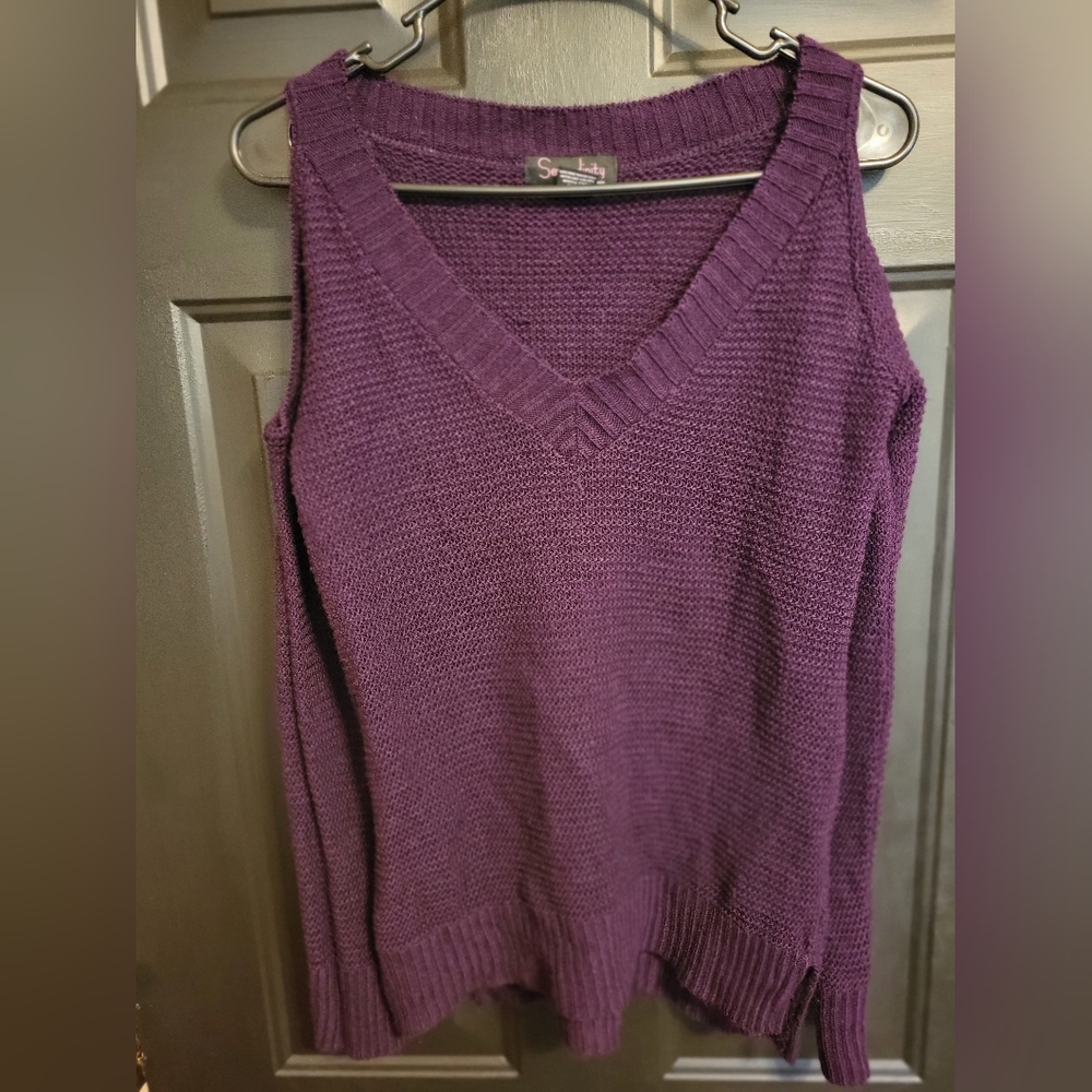 Serendipity cold shoulder knit sweater